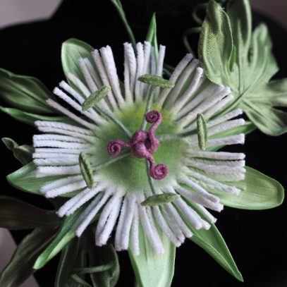 white passion flower brooch 900 detail