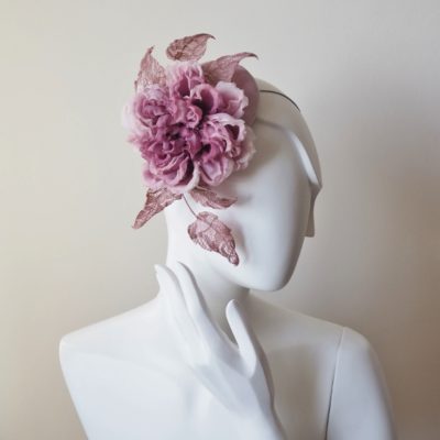 Hair Y235 Millinery Flower 5" Peony Velvet Chiffon Ivory White for Hat Wedding 