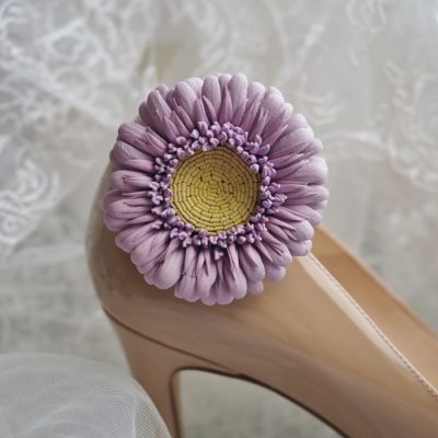leather gerbera flower shoe clips