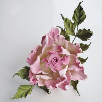hand dyed pink leather rose