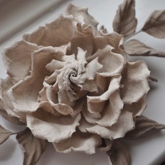 linen rose corsage
