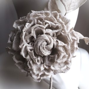 linen rose corsage detail