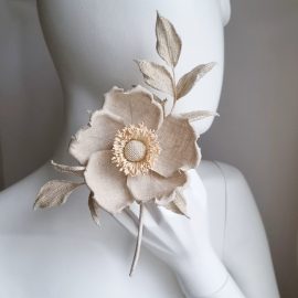 undyed linen rose corsage