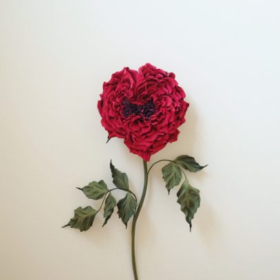 heart shaped red leather rose