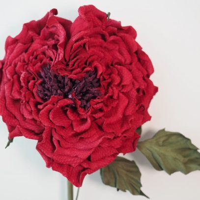 heart shaped red leather rose