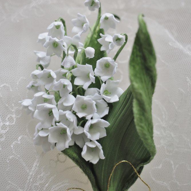 Fabric Lily of the Valley brooch corsage - PresentPerfect Creations ...