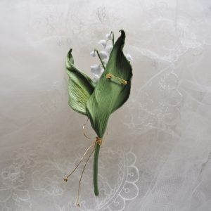 Fabric Lily of the Valley brooch corsage