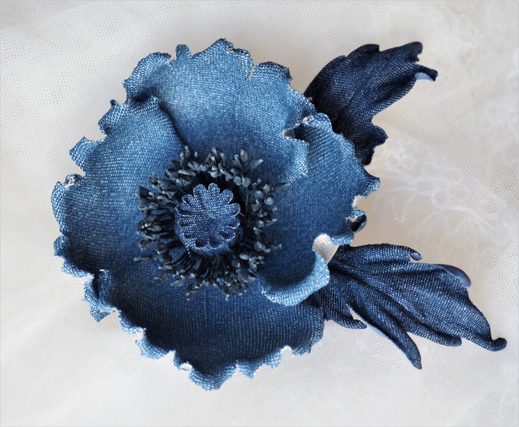 denim flowers poppy 