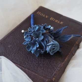 new denim wedding buttonhole 1