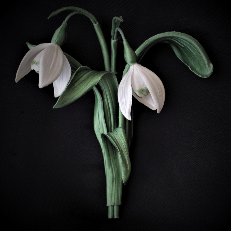 silk snowdrops brooch