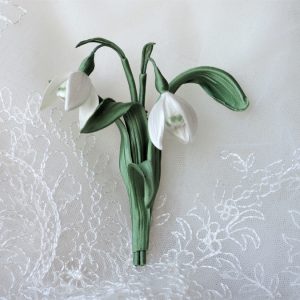 silk snowdrop brooch