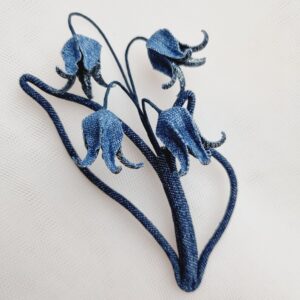 denim bluebells brooch