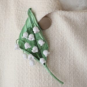 cotton lily of the valley brooch coat