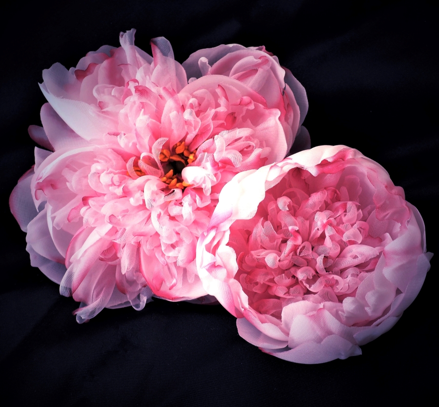 2 silk peonies