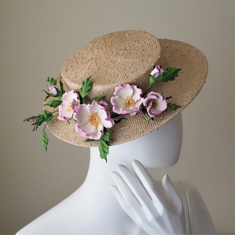 leather ballerina rose hat trim