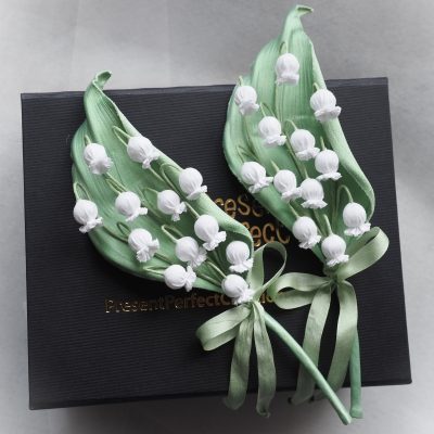 Cotton Lily of the Valley Brooch