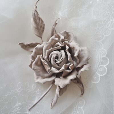 undyed linen rose corsage