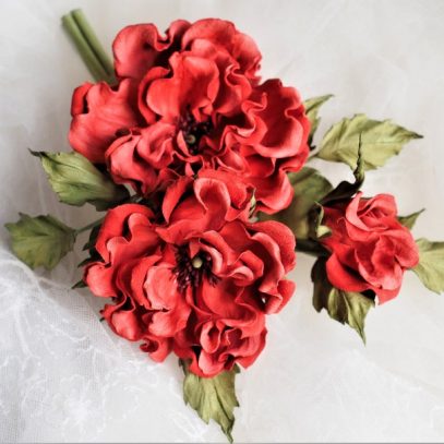 leather open rose corsage