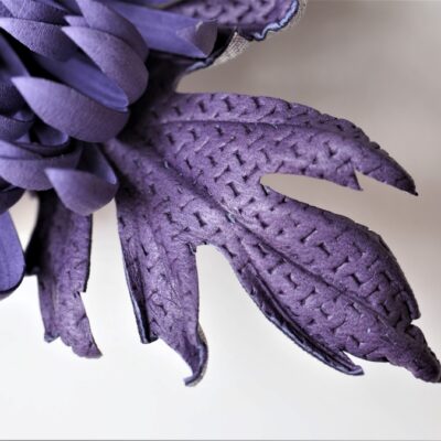 purple leather chrysanthemum brooch leaf