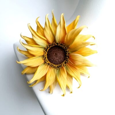 cotton sunflower brooch