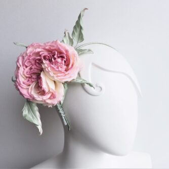 large asymmetrical rose headpiece