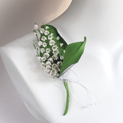 leather lily of the valley brooch