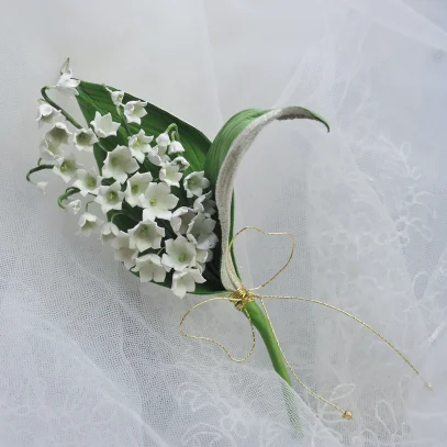 leather lily of the valley brooch