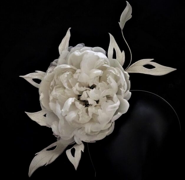 bridal silver peony headpiece 