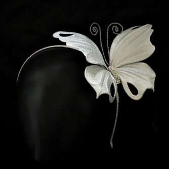 silver metallic fabric butterfly headband