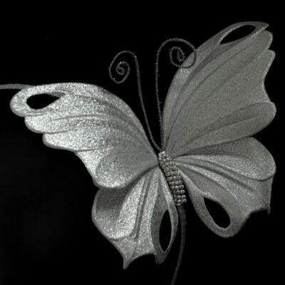 silver metallic fabric butterfly