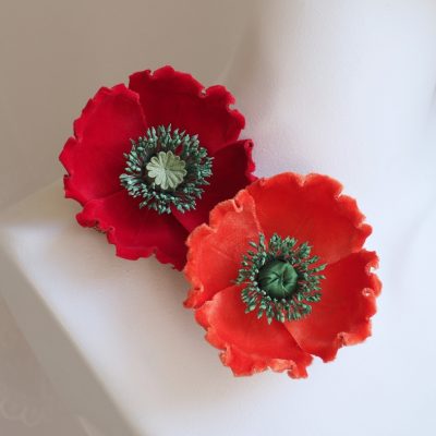 Red Velvet poppy brooch