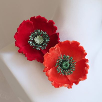 red and orange velvet poppy