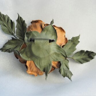 leather wild rose brooch in biscotti back 800