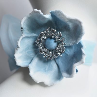 pale blue velvet rose choker