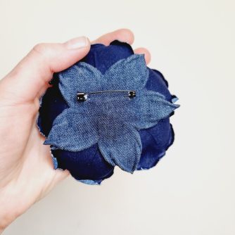 denim wild rose with black button back 900