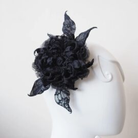 black organza rose comb