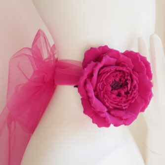 fuchsia silk rose choker