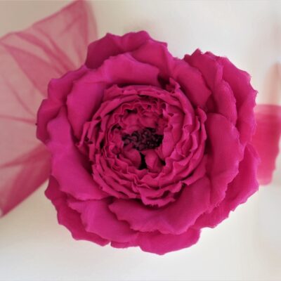 fuchsia silk rose choker closeup