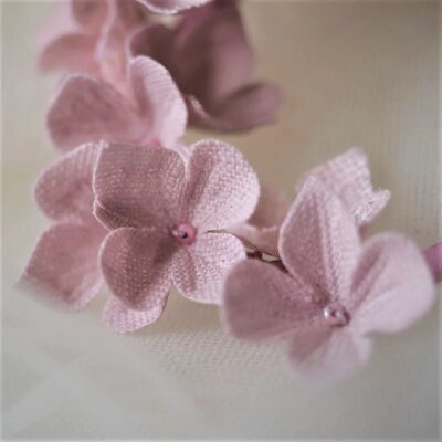 pink linen hydrangea detail