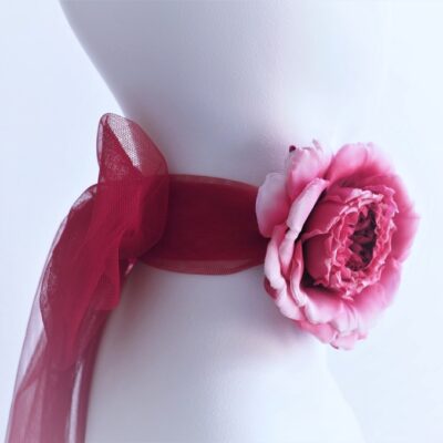 silk and tulle rose choker viva magenta side