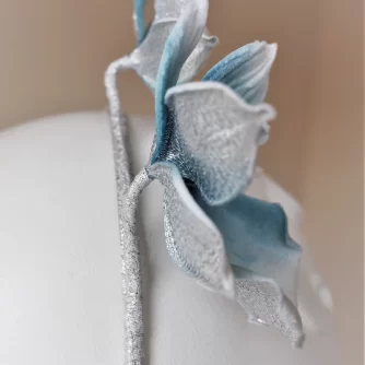 blue velvet orchid headpiece detail