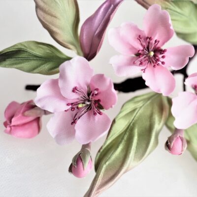 silk cherry blossom brooch detail