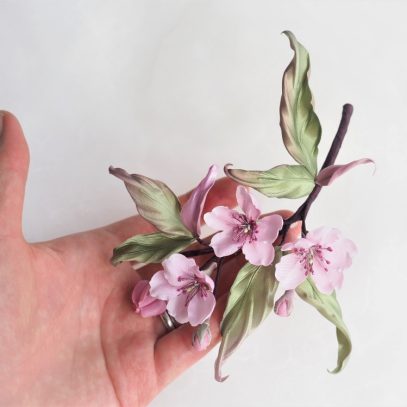silk cherry blossom brooch hand