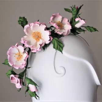 hand dyed wild leather rose headpiece detail (2)