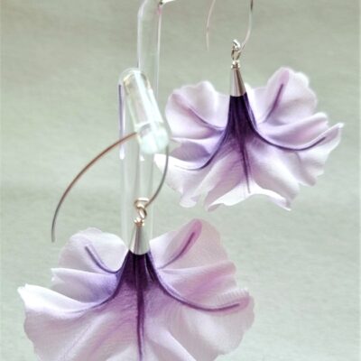 lilac silk petunia earrings
