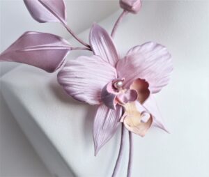 silk orchid corsage detail