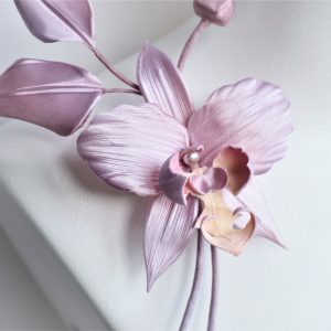 silk orchid corsage detail