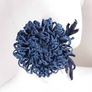 denim chrysanthemum flower brooch