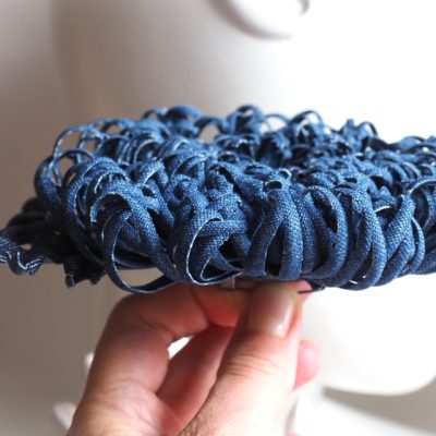 Denim Chrysanthemum flower brooch