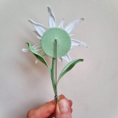 Velvet Edelweiss flower brooch